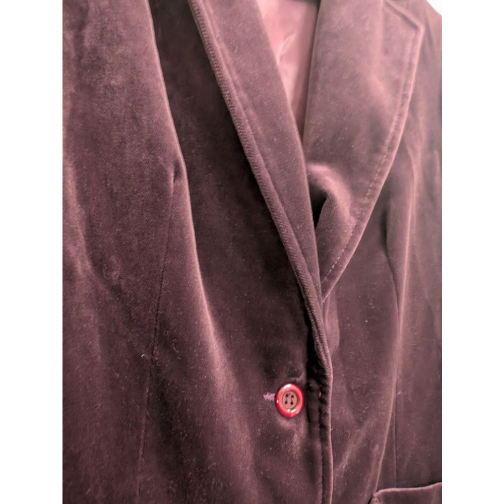 Vintage Purple Velvet Blazer 2-Button Patch Pocket Suit Jacket Dark Academia 16 - Picture 2 of 10